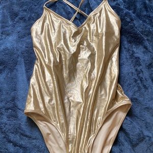 Aerie women’s gold one piece swimsuit sz large